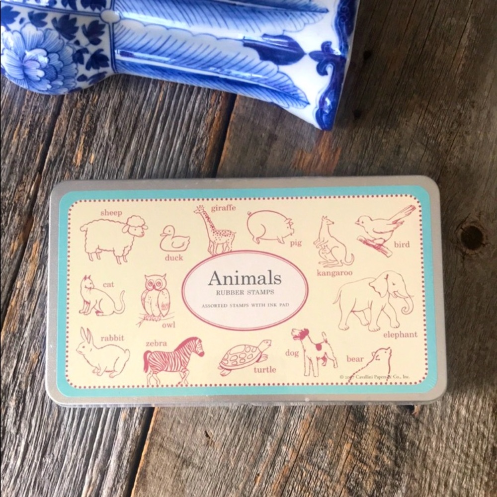 Cavallini & Co Animals Rubber Stamp Set Sealed in Original Tin